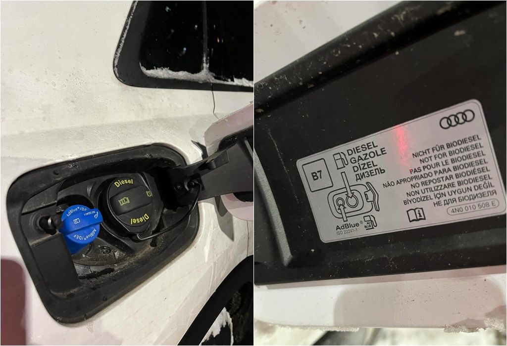 На крышке бака маркировки дважды заглавными буквами "DIESEL", на самой дверце также указан тип горючего дизель, также второй бачок AdBlue, который есть только у дизельных авто ОККО 1