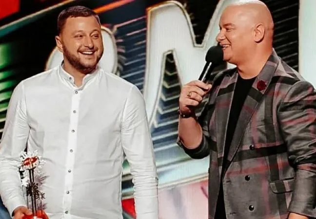 Влад Куран та Євген Кошовий в проекті "Ліга сміху". Влад Куран та Євген Кошовий.