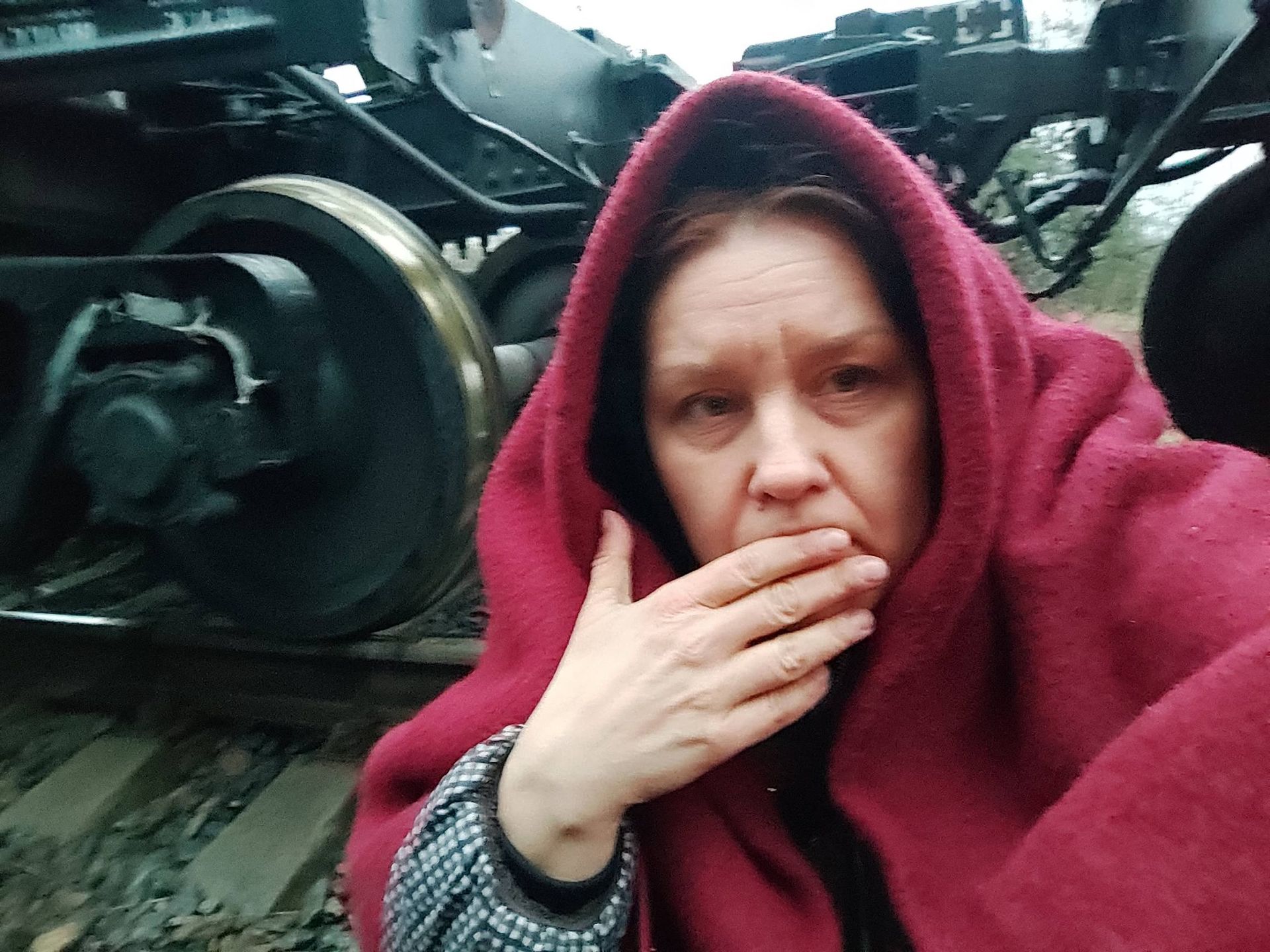 Евакуація з потягу Укрзалізниці під час російської шахедної атаки Фото: Тетяна Заєць