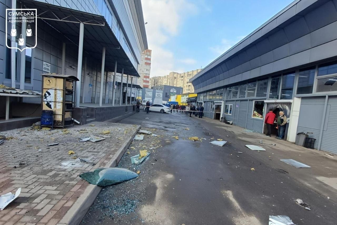 Последствия атаки в Сумы. Фото - Сумская ОВА