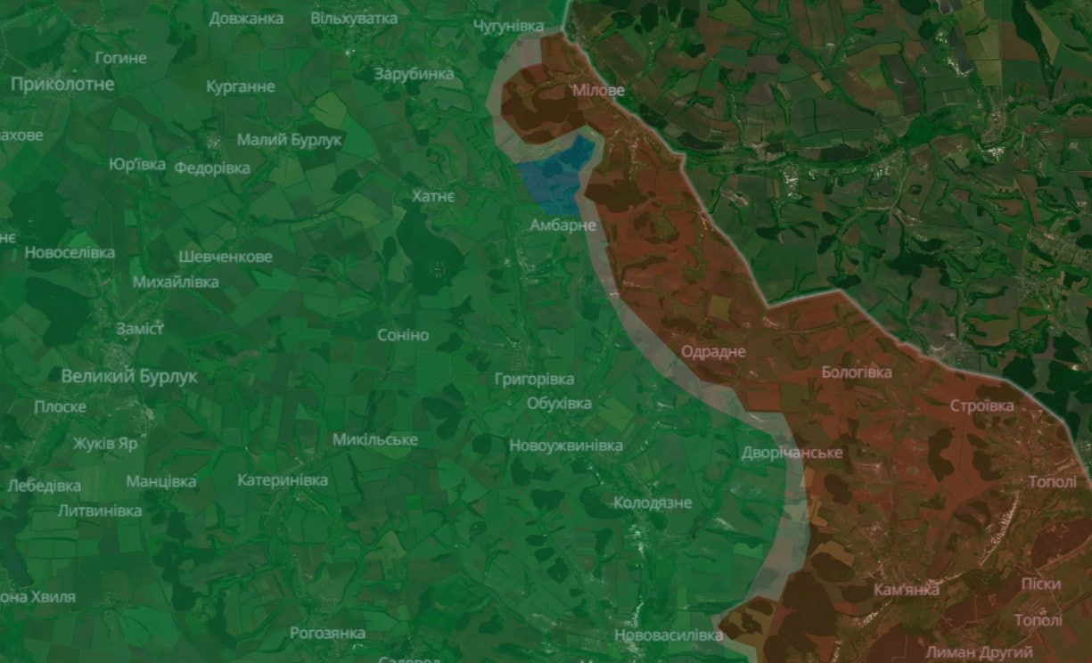 Амбарне на карті. Скрін з deepstate Амбарне на карті. Скрін з deepstate