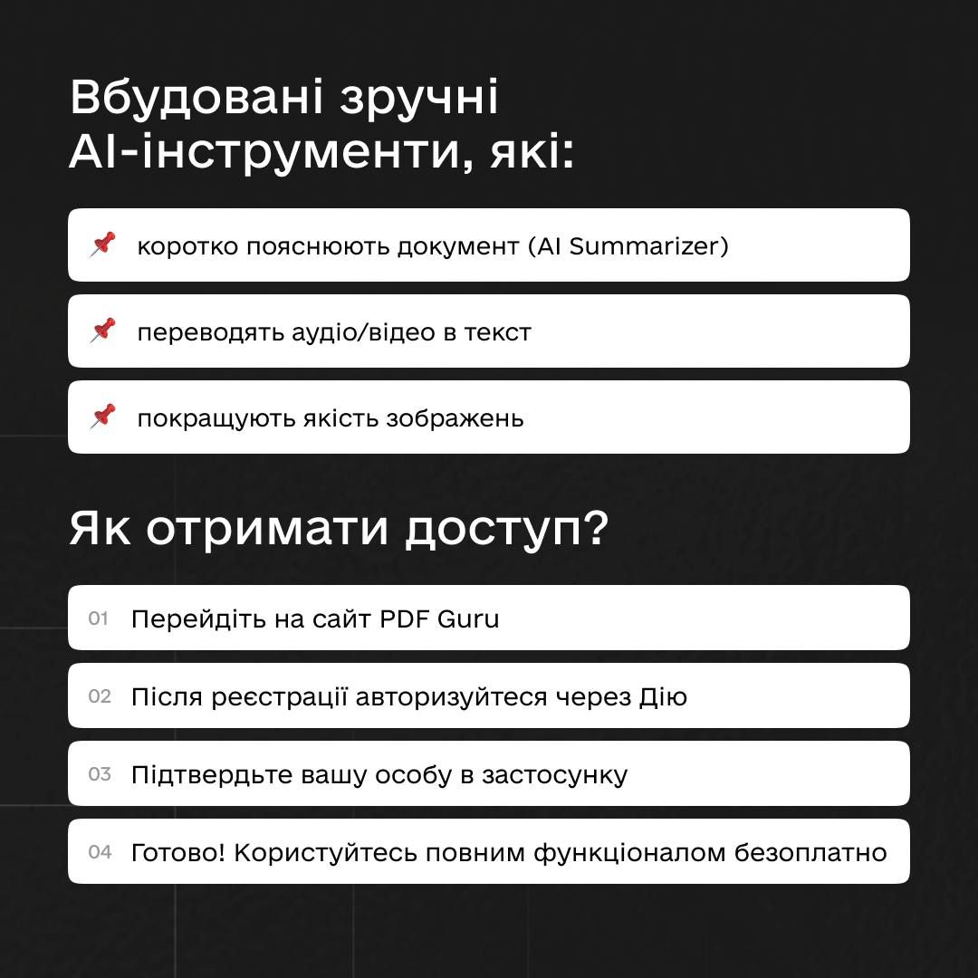 Безкоштовний доступ до PDF Guru Фото: Мінцифра