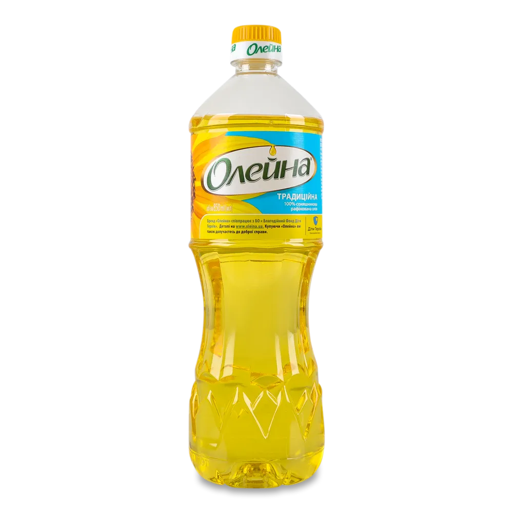 Рафинированное масло ТМ Олейна в бутылке 850 мл