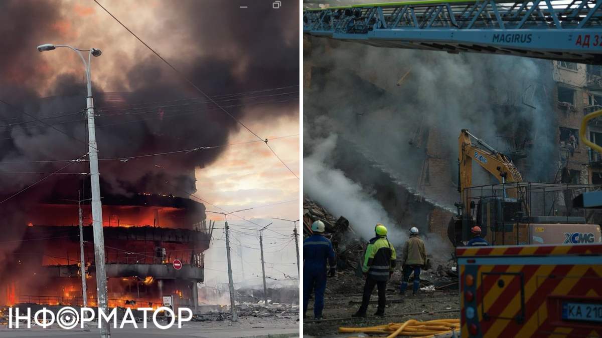 Масштабный пожар возник после удара. Фото: ГСЧС