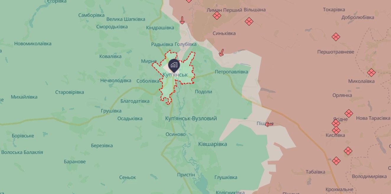 Купянск на карте DeepState, скриншот