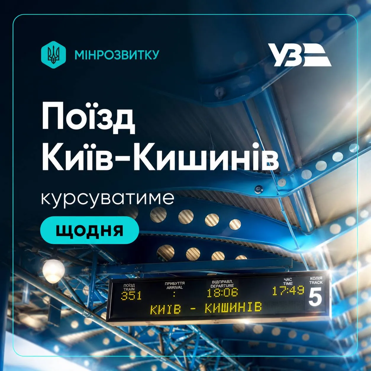 Поезд Киев Кишинев Фото: Минразвития