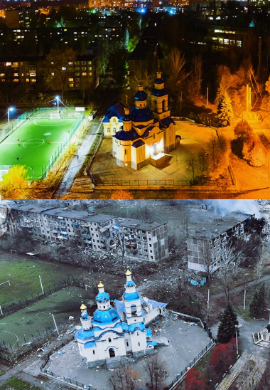 Костянтинівка до та після російського вторгнення. Костянтинівка до та після російського вторгнення.