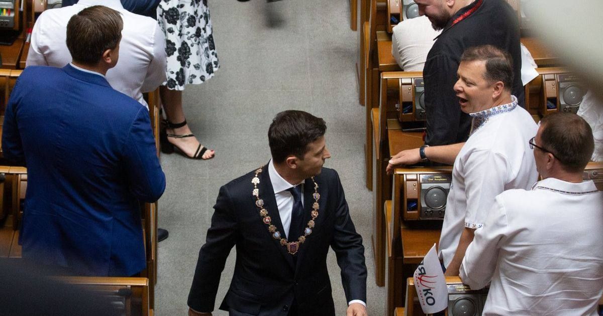 Тот же момент на инаугурации Зеленского в 2019 году: Ляшко не выбирает политкорректные высказывания. Ляшко на инаугурации Зеленского
