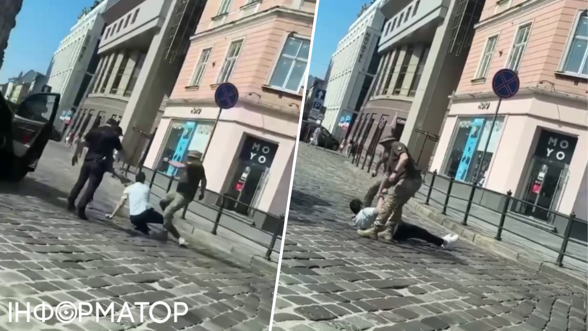 Силовая мобилизация во Львове – в центре города представители ТЦК избили мужчину ногами и тащили по земле