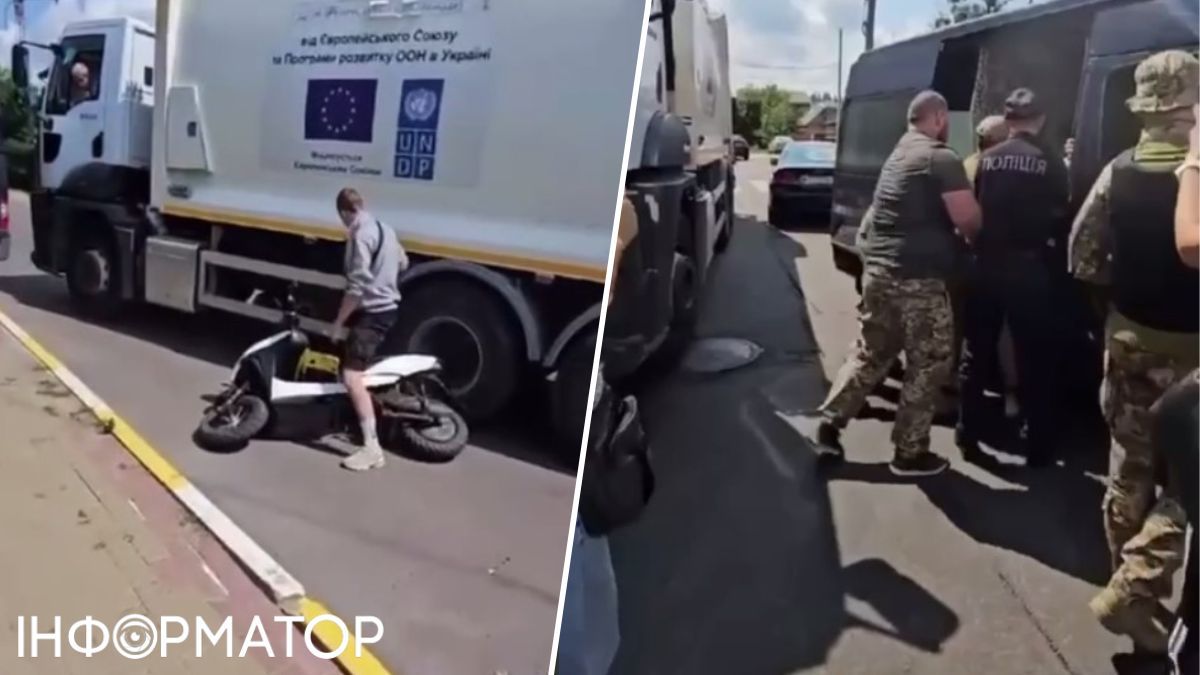 У Ірпені бус ТЦК наїхав на мопед, свідка конфлікту облили газом