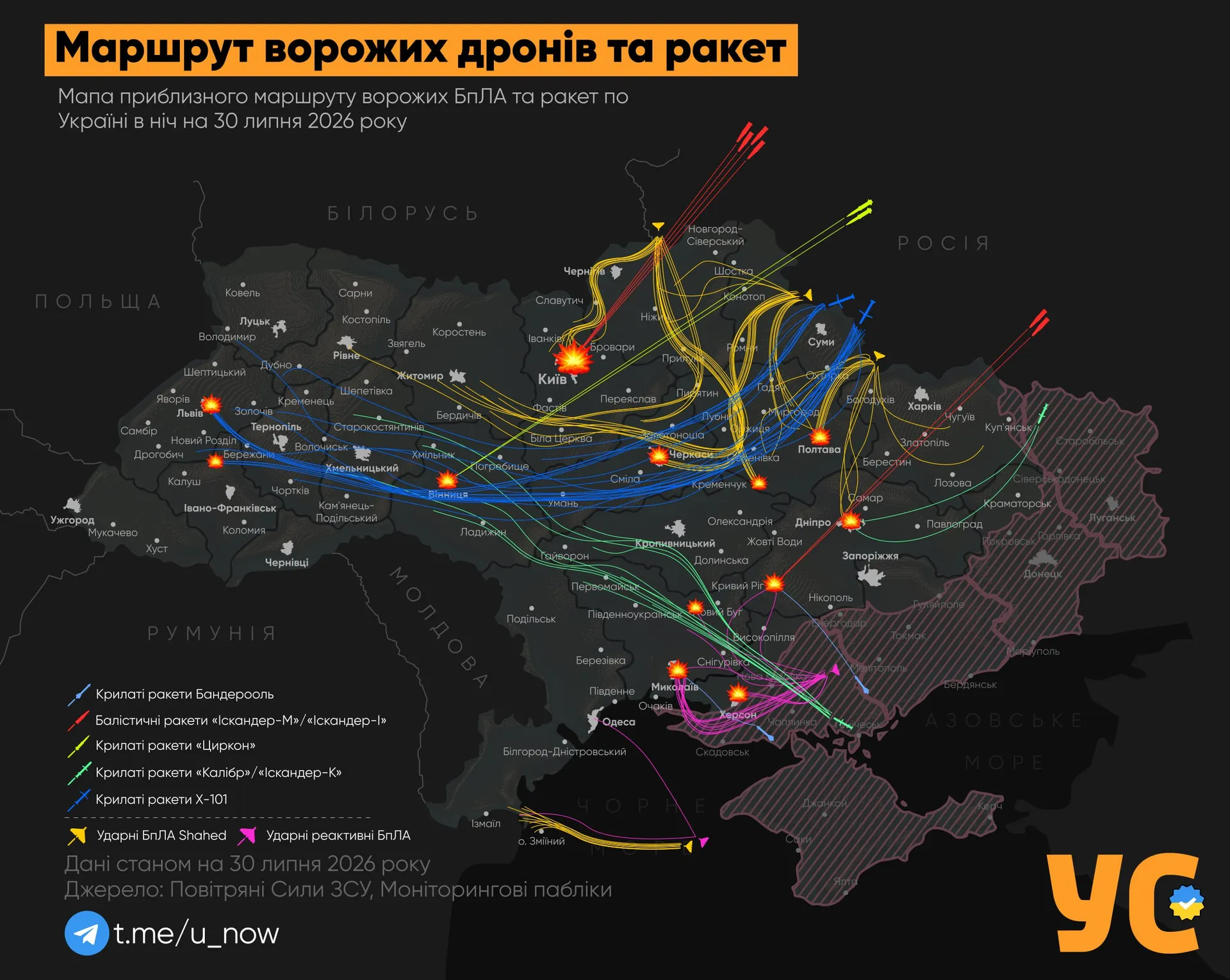 Атака РФ 30 июля. Инфографика: Украина актуальна. Атака РФ 30 июля