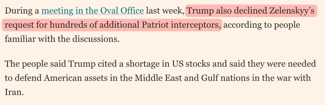 Трамп отказал Зеленскому в ракетах. Отказ