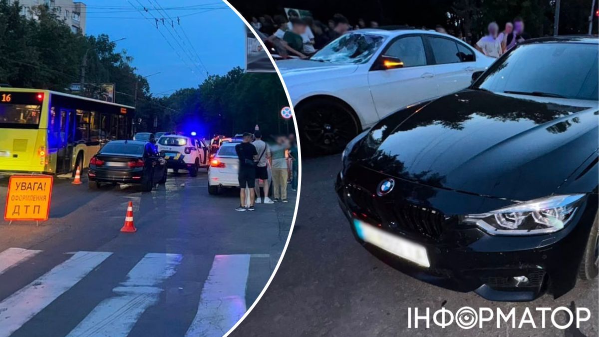 У Львові два автомобілі BMW збили батька з 8-річною донькою на пішохідному переході - поліція показала відео
