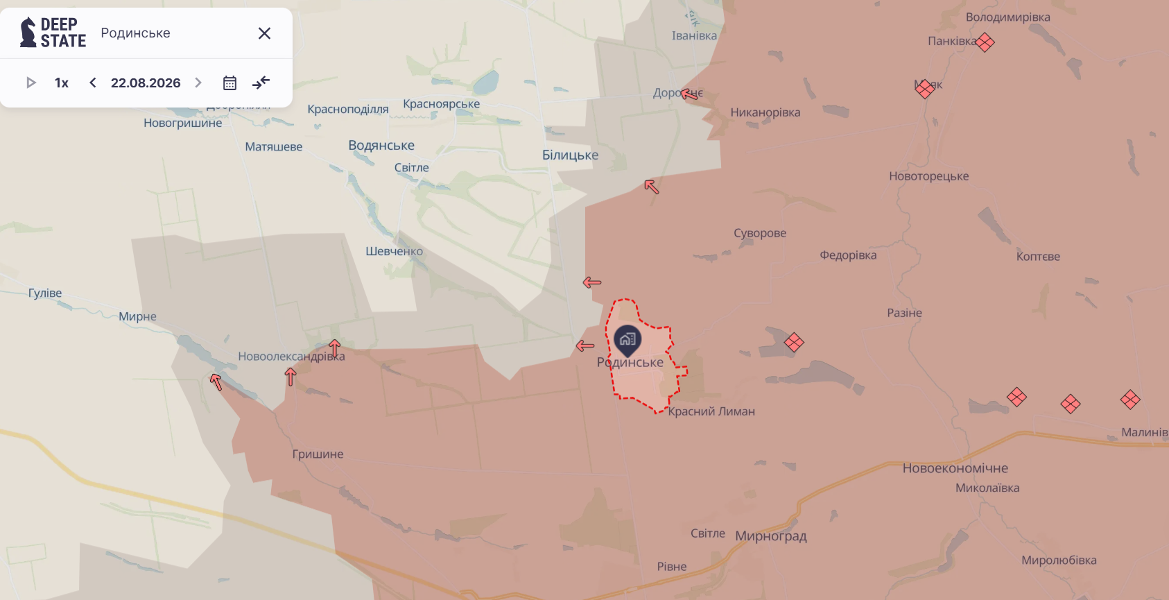 Родинское на карте боевых действий