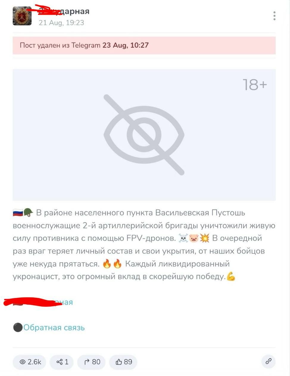 Русское сообщение к видео, где дрон атаковал гражданского Письмо