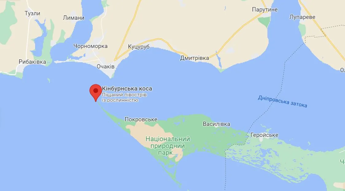Кінбурнська коса на карті