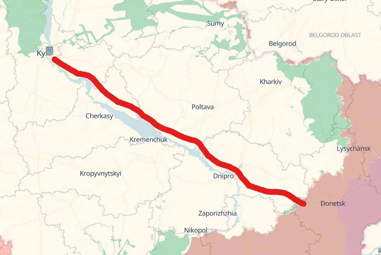 Карта по маршруту дрона, который ударил по зданию СБУ в Киеве Карта по маршруту дрона, который ударил по зданию СБУ в Киеве