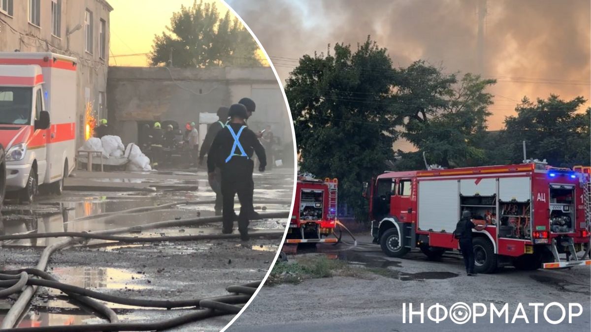 Пожар на складе Одесса