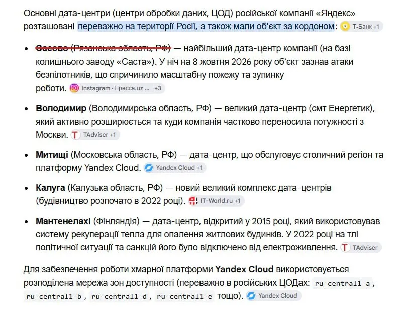 Інші великі дата-центри РФ Дата-центри