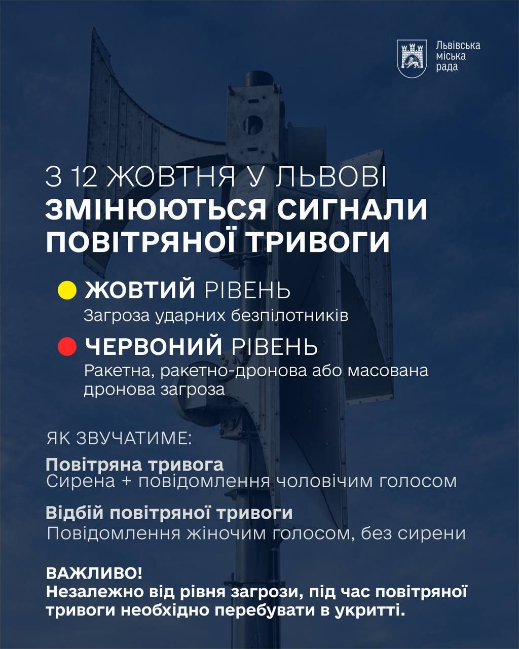 Во Львове вводят два уровня воздушной тревоги Во Львове вводят два уровня воздушной тревоги