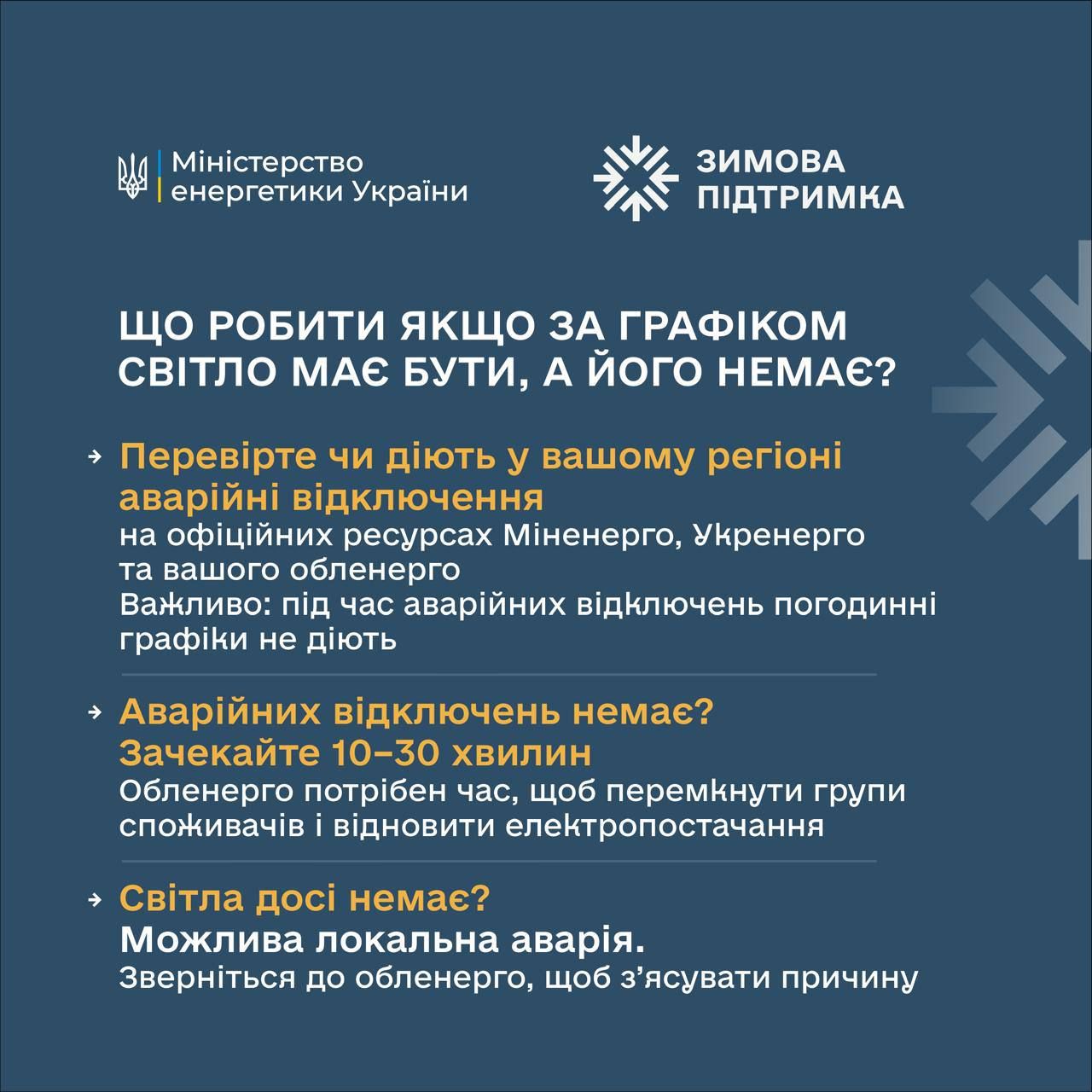 Відключення можуть бути аварійними та плановими Світло