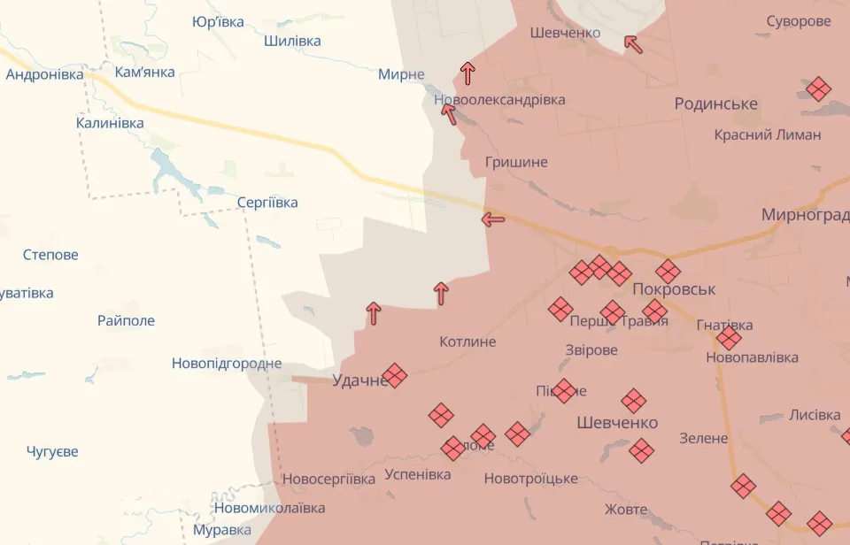 Враг сменил тактику и давит на Сергеевку Карта