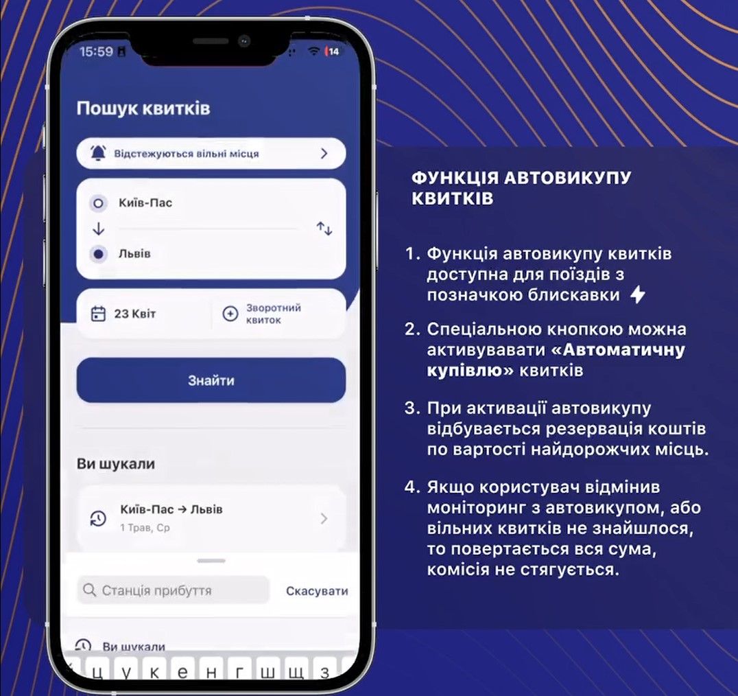 Функція автовикупу квитків, скриншот з відео Укрзалізниці Функція автовикупу квитків, скриншот з відео Укрзалізниці