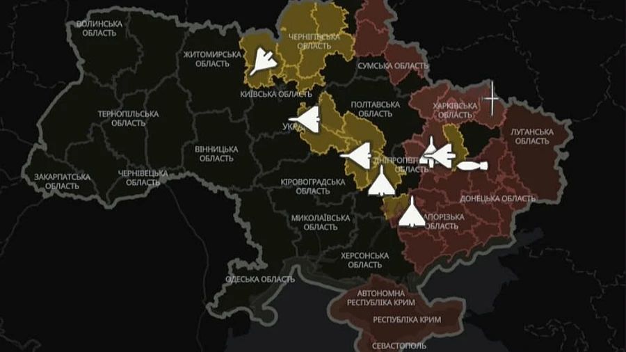 Карта в приложении "Воздушная тревога"