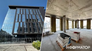 На Печерську продають похмурий скляний БЦ, що стоїть порожнім з початку війни й коронакризи