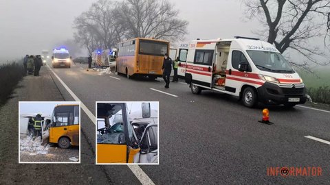 Два человека погибли, семеро пострадали: школьный автобус столкнулся с Volkswagen Transporter в Днепропетровской области