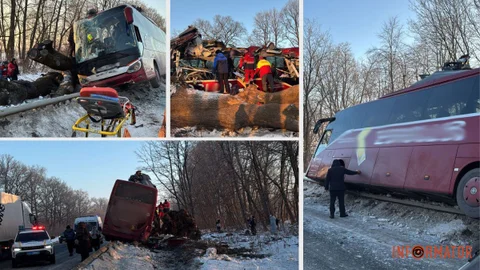 Во Львовской области международный автобус Setra въехал в отбойник и дерево: в салоне находились две пассажирки из Кривого Рога