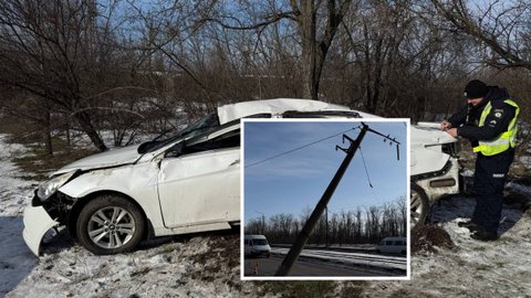 В Кривом Роге Hyundai врезался в столб и дважды перевернулся: пострадала пассажирка