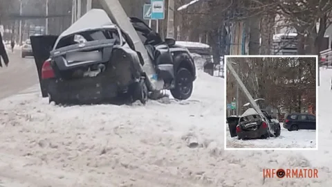 У Нікополі в комендантську годину п’яний водій на ЗАЗ розтрощив стовп