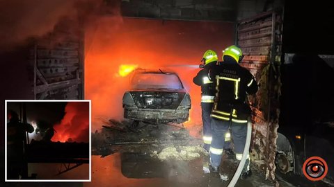 Вночі у Дніпровському районі в гаражі згорів Mercedes