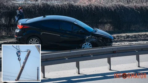 У Дніпрі на проїзді Гальченка машина врізалась в стовп