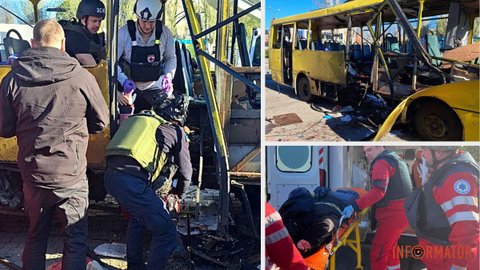 Враг ударил дроном по пассажирскому автобусу в Никополе: погибли три человека, еще 12 пассажиров получили ранения