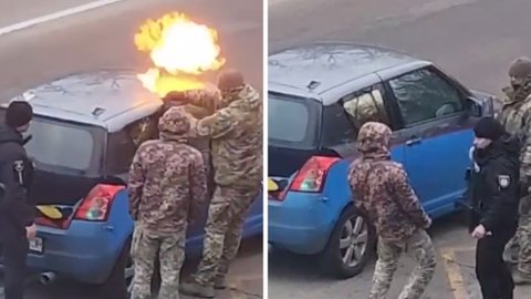 В Вышгороде люди в форме задули газом машину из Днепропетровской области: в ТЦК заявили, что водитель "совершил самоподжог"