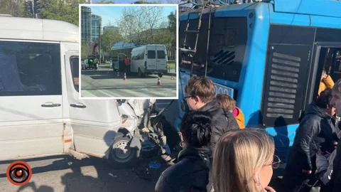 На Набережной Победы в Днепре маршрутка влетела в троллейбус на остановке: есть пострадавший