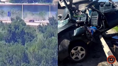 В Каменском на мосту Audi влетела в отбойник: видео момента