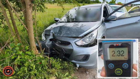 В Днепровском районе пьяный водитель Hyundai влетел в дерево