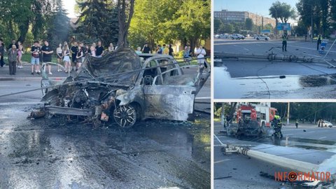 В Кривом Роге уличная гонка закончилась масштабной автотростью с пожаром: за рулем Volkswagen мог быть 20-летний мажор