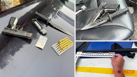Пістолет, ніж та кийок: у Кривому Розі патрульні у двох чоловіків виявили зброю
