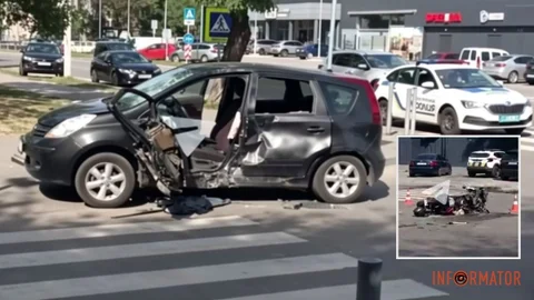 Смертельна ДТП на проспекті Калнишевського: у Дніпрі Nissan зіткнувся з мотоциклом Honda