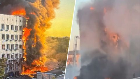 Ворог вдарив по середмістю Павлограда: масштабно палає адмінбудівля