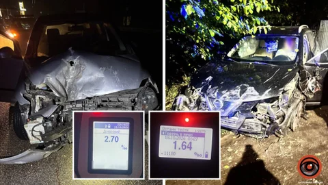 У Дніпрі п'яний водій Volkswagen влетів в паркан та припарковані авто, а нетверезий керманич Nissan врізався в електроскутер