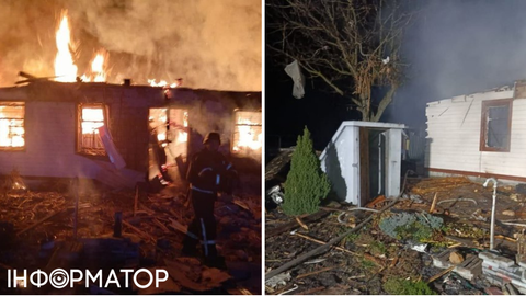 На Черкащині через падіння збитого дрона згорів житловий будинок, вибухова хвиля пошкодила сусідні оселі