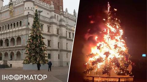 Погане знамення! У Варшаві опівночі спалахнула головна ялинка міста