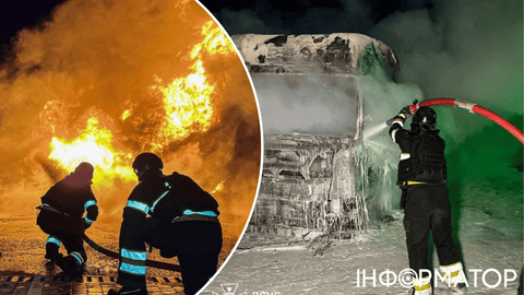 Росіяни у Херсоні вдарили FPV-дроном по вантажівці із цистерною: стався вибух, загорілася АЗС