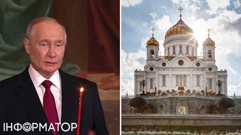 Путін з кривавою свічкою в руках привітав росіян з Великоднем: говорив про добро і справедливість