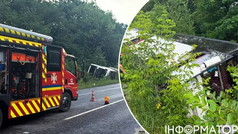 В Хмельницкой области перевернулся туристический автобус, следовавший в Болгарию – в салоне было более 50 пассажиров